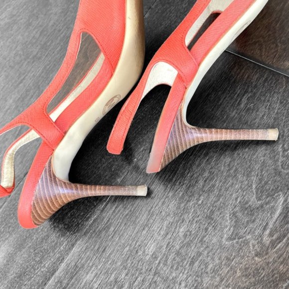 Michael Kors Hot Red Sandals Leather Heels Size 6 - Picture 10 of 14